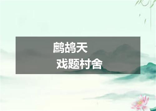 鹧鸪天    戏题村舍