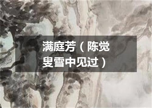 满庭芳（陈觉叟雪中见过）