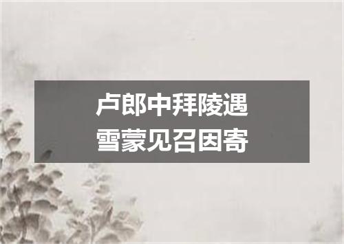 卢郎中拜陵遇雪蒙见召因寄