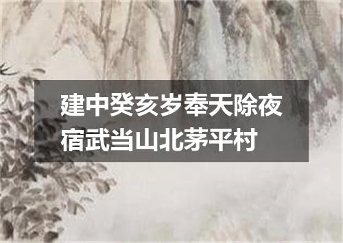 建中癸亥岁奉天除夜宿武当山北茅平村